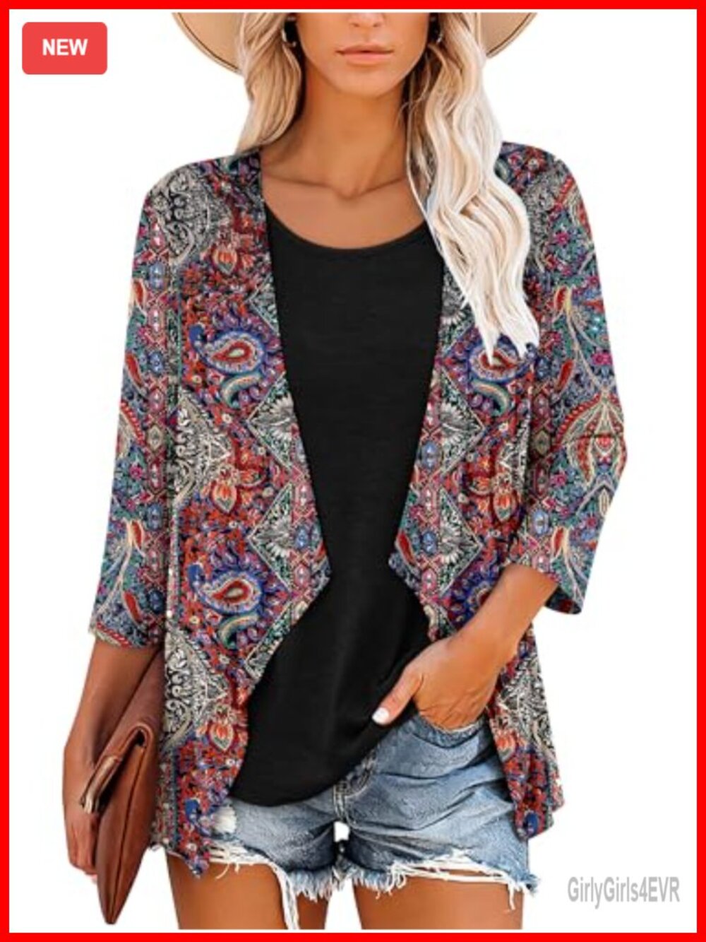 Womens Ruffle Blouse 3/4 Sleeve Lightweight Tunic Top